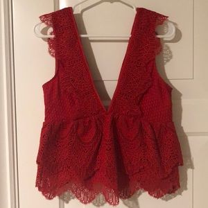 Topshop red babydoll v neck